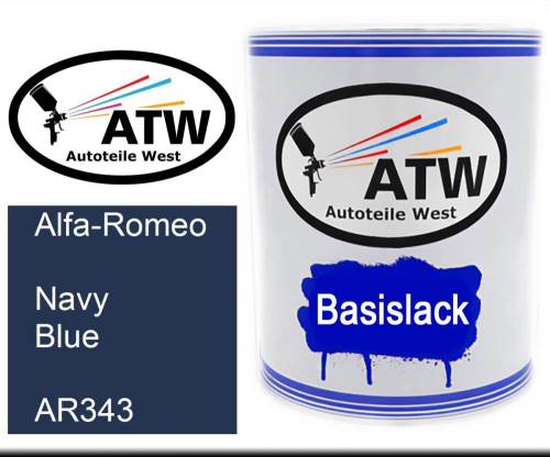 Alfa-Romeo, Navy Blue, AR343: 1L Lackdose, von ATW Autoteile West.